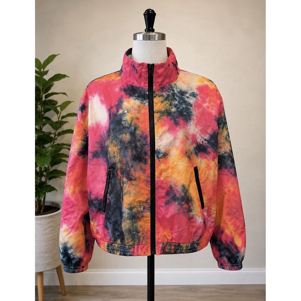 Touch Me Size Large Women’s Full Zip Tie Due Windbreaker 46” Bust